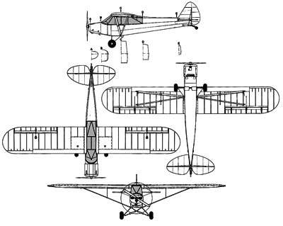 3 view of the Piper Super Cub