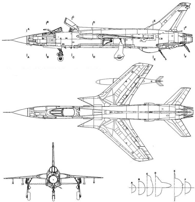 Republic F-105 3 View
