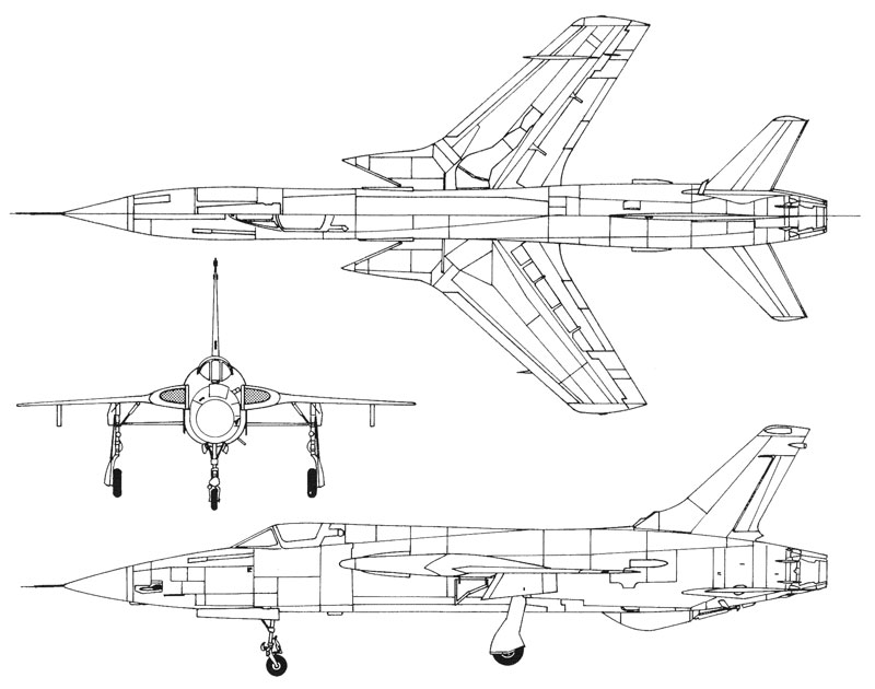 Republic F-105 3 View