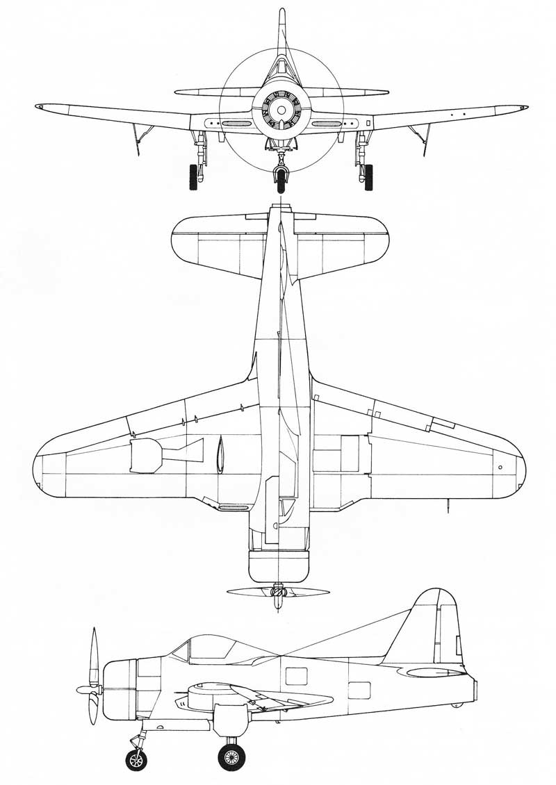 Ryan FR-1 Fireball 3View