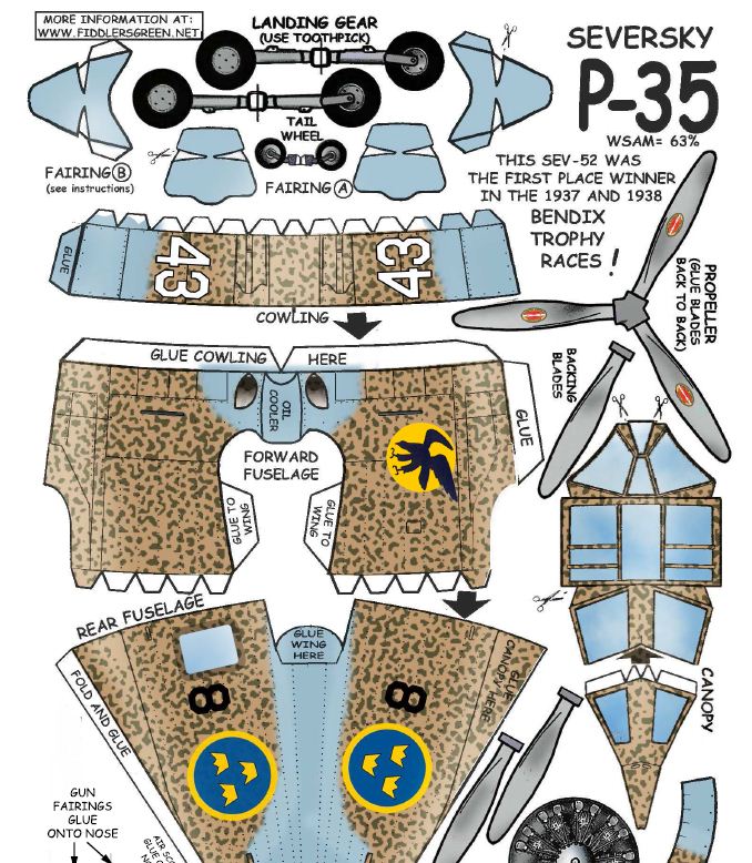 Swedish P-35 Seversky paper model