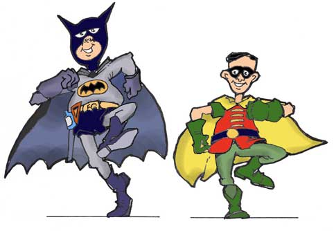 Bat man & Robin jogging