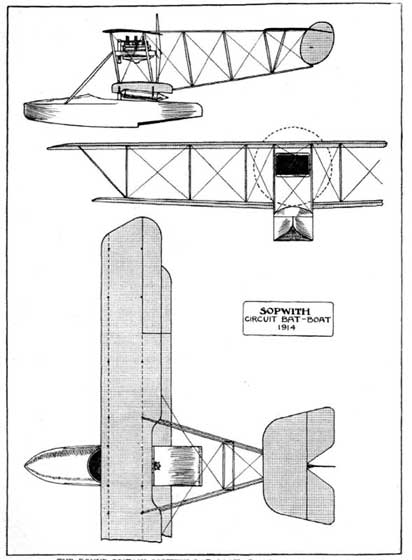 Sopwith 1914 Bat Boat three view