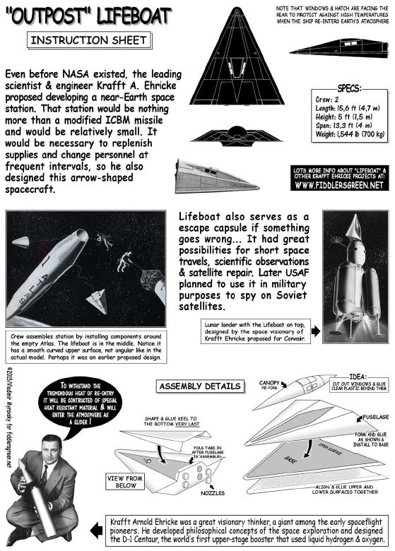 Instructions for the model ofEhricke's Space Lifeboat