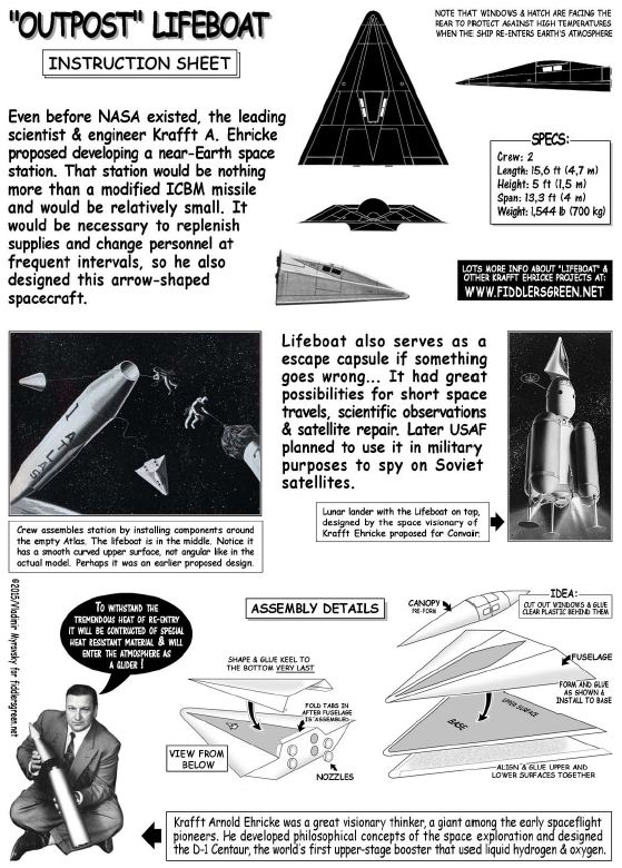 Instructions for the model ofEhricke's Space Lifeboat