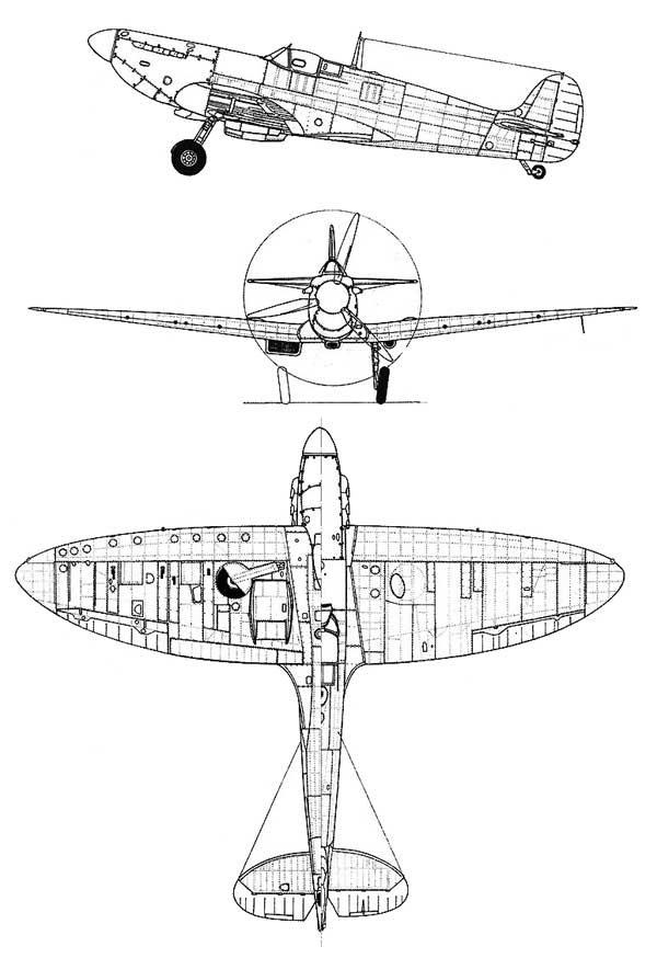 3 View Supermarine Spitfire