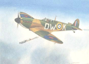 Spitfire Flying in battle