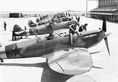 Spitfires parked