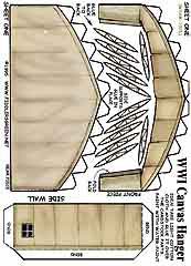 WWI canvas tent Hangar paper model