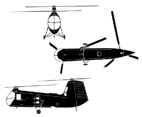 Three views of the HUP-2 Rretriever Helicopter