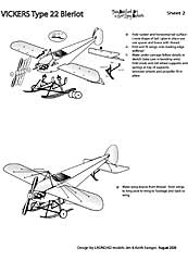 Bauplan Vickers Type 22 Blériot Monoplane Modellbauplan Flugmodell