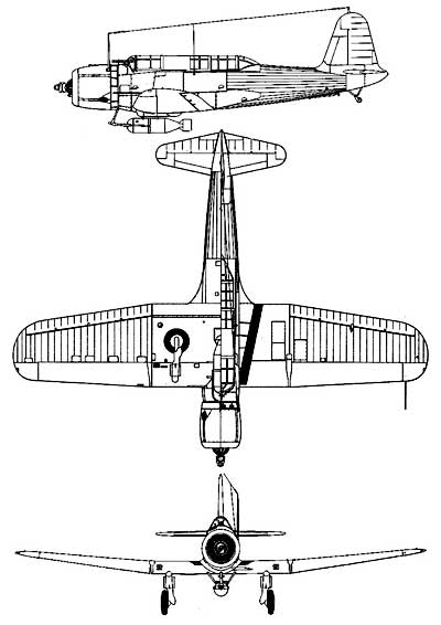 3 view of the Vought Vindicator