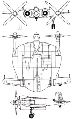 3 View of the Vought XF5U-1
