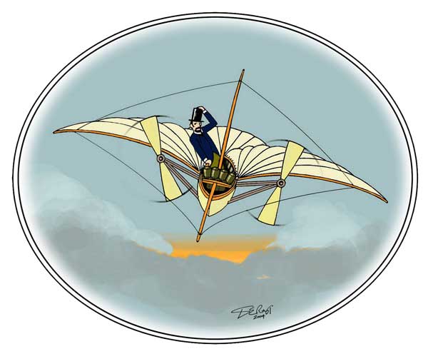 Whiteheads Flying Machine Cartoon