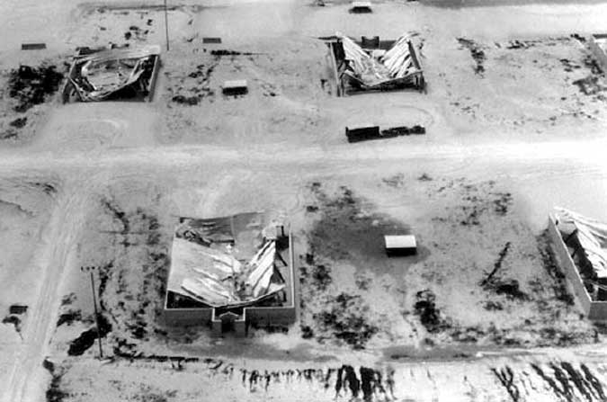 Aircraft Hanger structures wrecked by ashfall