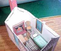 Inside of model Walden cabin