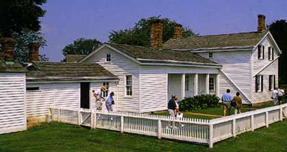 LH deep view of Henry Ford's Birthplace showing the connected buildings feature