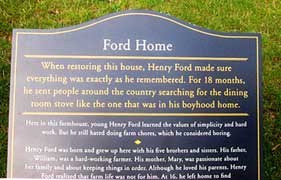 The sign that greets you at Henry Ford's Birthplace