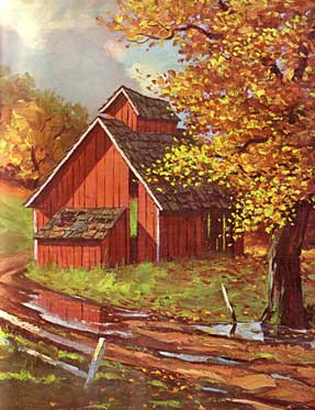 A New England Barn in the autumn