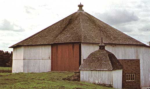 EIght-sided barn with spring house