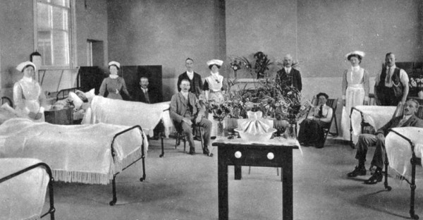 historic photo of doctors and patients in Foredown Hospital