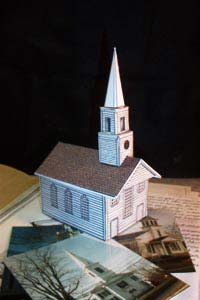 photo of the New England Meeting House and Church paper model