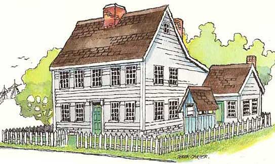 illustration for the saltbox House paper model