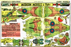 Wallis Rigby paper model of the Defiant airplane