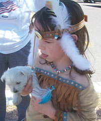 Indian girl and Westie Puppy 