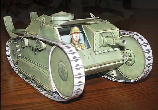 Ford Light tank WWI cardmodel-front view