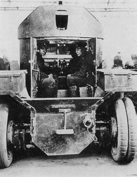 Two of the crew in a  Lanchester Armored Car 