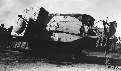 WWI tank FT-17 wreck drunk