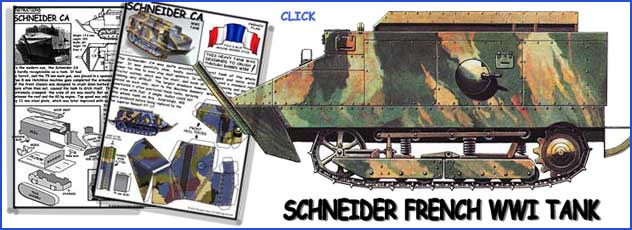 advert for the Schneider French WWI Tank paper model 