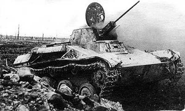 Destroyed T-60 WWII Russian tank