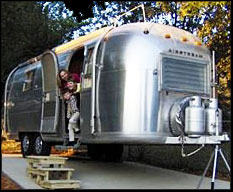 Airstream parked on pad