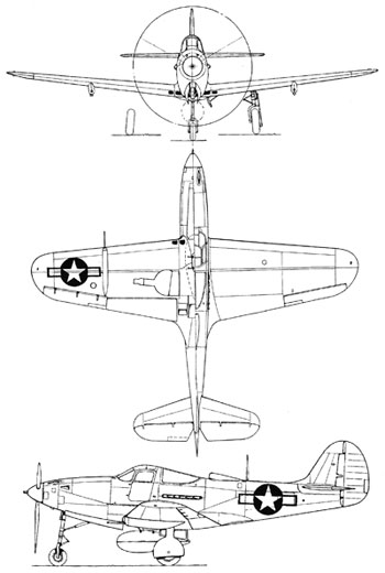 3 View of the Bell P-39 Airacobra