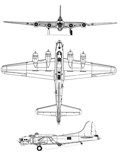 Downloadable card model Boeing B-17 Bomber Flying Fortress b17