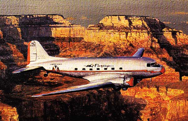 Douglas DC -3 over the Grand Canyon