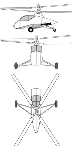 Hiller XH-44 threeview