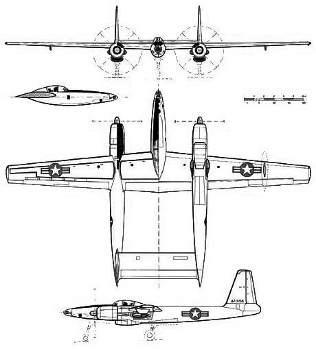 3 view of the Hughes XF-11