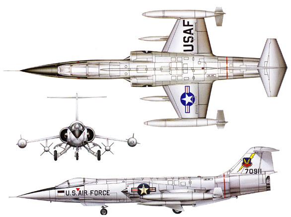 Lockheed F-104 Starfighter Color 3 View