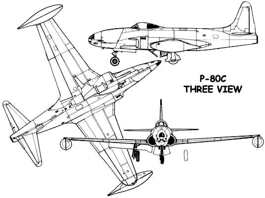 3 View of the Lockheed P-80C