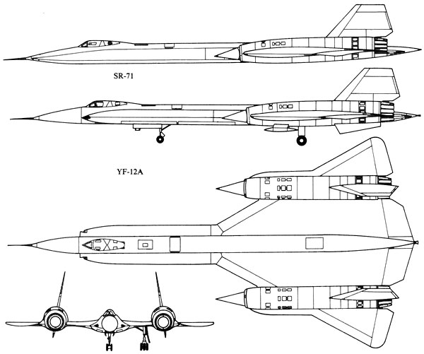 3 View of Lockheed SR-71, YF12A