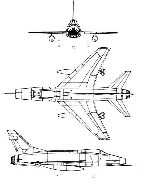 3 View of the North American F-100 Super Sabre