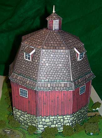 d Barn downloadable cardmodel looking from the rear