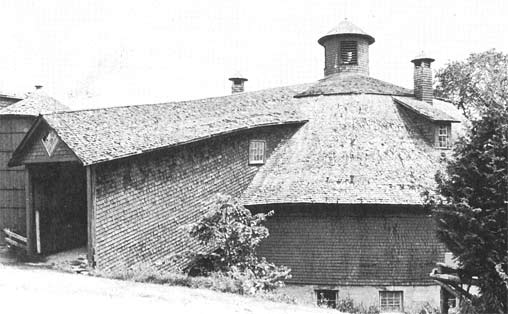Side view of a Wooden Round Barn in Canada
