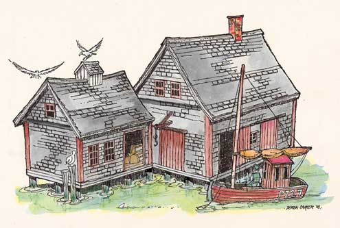 Lobster Shack in New England-drawing