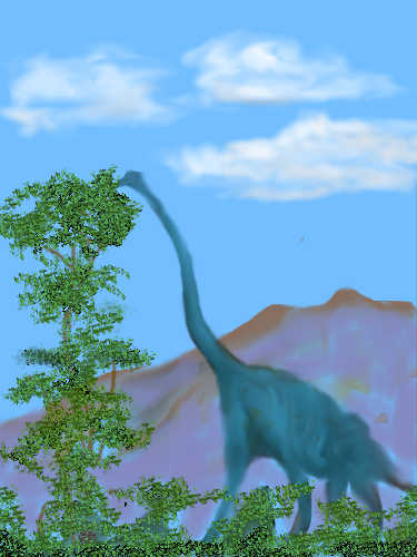 brachiosaurus grazing on treetops
