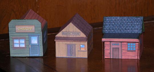 Three Lone Ranger paper buildings