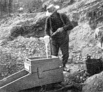 Rocker Box-being worked by a placer miner
